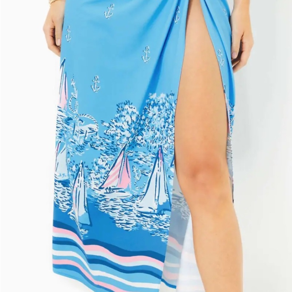 NWT LILLY PULITZER LEEVY SARONG SWIM COVERUP LUNAR BLUE SIZE XL - Picture 3 of 10